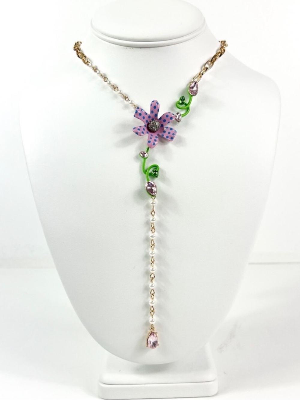 Betsey Johnson Enchanted Necklace Floral Daisy Pink Green NWT